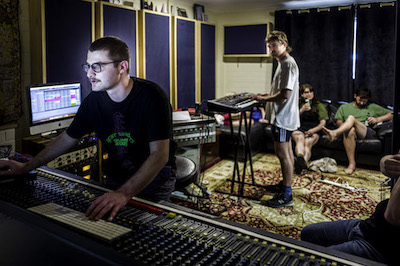 Jeremy Segal working at Tunafish Recording Company. Photo by Alun Bartsch.